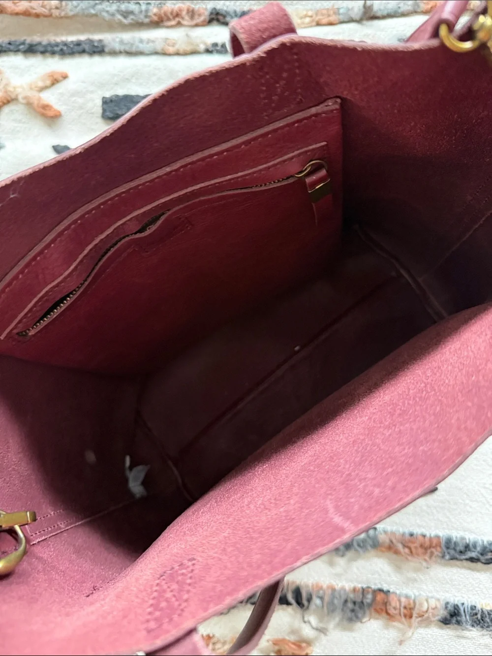 Madewell Leather Tote Bag in Burgundy - Women Bags